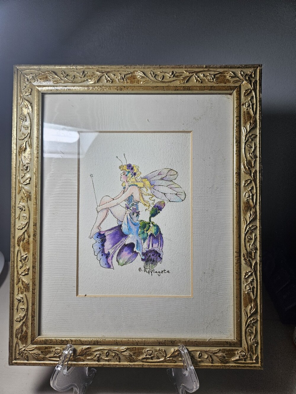 Vintage Stamps Happen "Fairy on Foxglove" Framed Watercolor Art – B. Applegate